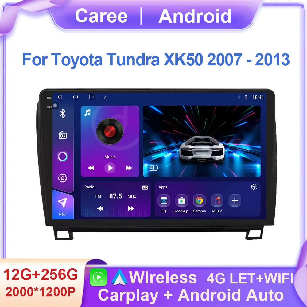 

Android 14 для Toyota Tundra XK50 2007-2013 Sequoia XK60 2008-2017 Автомобильный радиоприемник Мультимедийный видеоплеер Экран навигации Авто