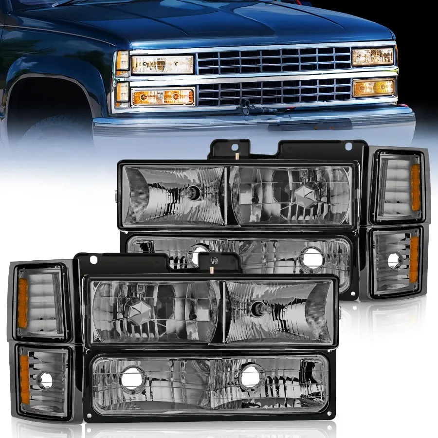

Headlight Assembly for 19941998 Chevy Silverado Tahoe Suburban C10 C K 1500 2500 3500 Replacement Headlamp with Chrome Housing