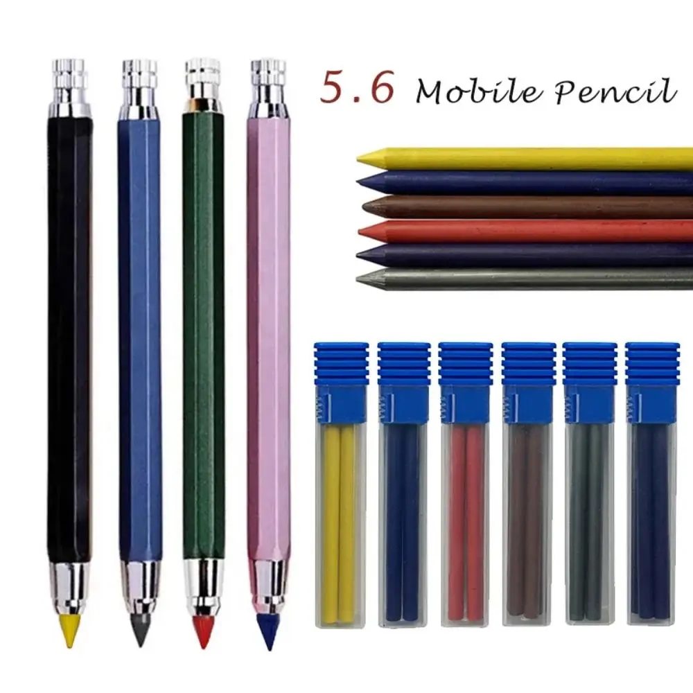 2B/4B/6B/8B Pencil Refill Mechanical Pencil Drawing Writing Tool 5.6mm Propelling Pencil Metal Sketch Comics Design