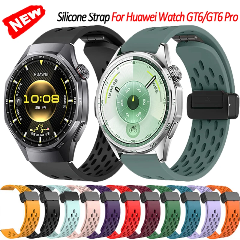 20mm 22mm Magnetic Silicone Strap For Huawei Watch GT6/GT6 Pro 46mm Bracelet For Huawei Watch 5 4 3 GT5 GT5Pro GT4 3 2 42mm 46mm