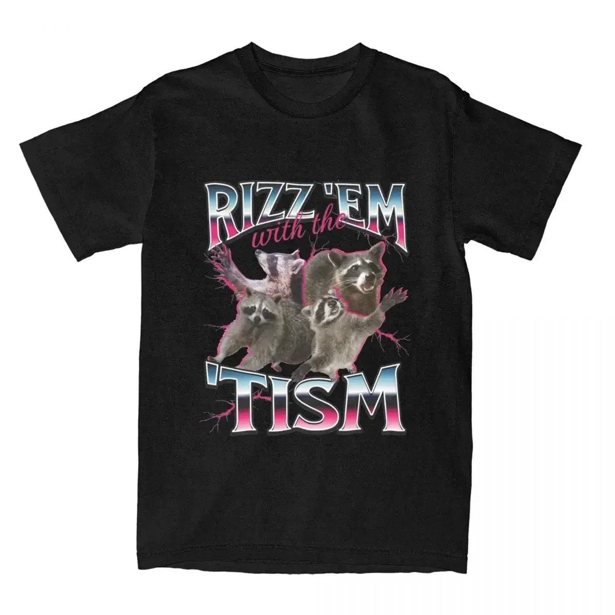 Men Women's Rizz Em Autism Racoon T Shirt Merch Pure Cotton T-Shirt Clothes Fashion Tees Printed