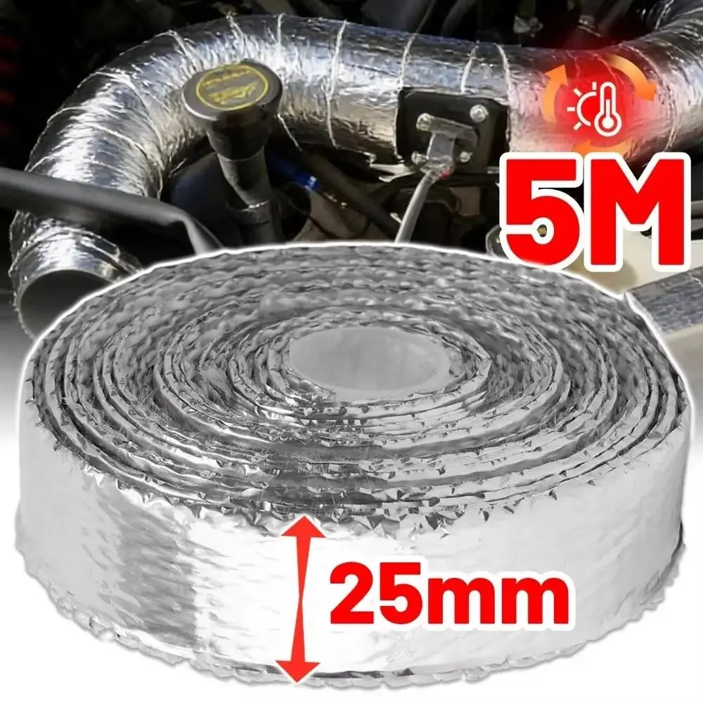 5M Exhaust Pipe Heat Wrap Tape Fiberglass Heat-Resistant Water Heater Pipes Tape Aluminum Foil Tapes