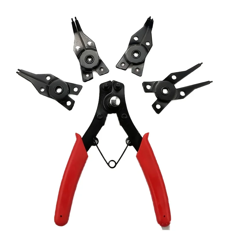 4-In-1 Circlip Pliers Set Snap Ring Pliers Multi Crimp Removable Plier Head Retaining Circlip Pliers Hand Tools Multifunctional