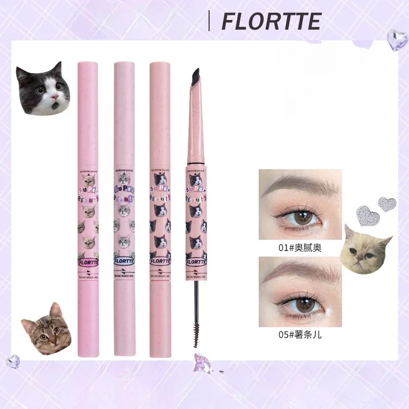 

FLORTTE 2-in-1 Dual Head Eyebrow Pencil Long Lasting Eyebrow Tinting Cream Waterproof Beginner Makeup Cosmetics