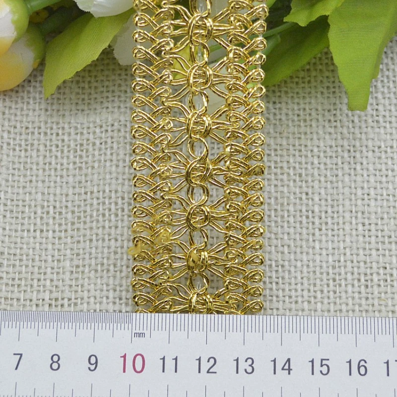 2m/6.56ft Lace Golden Silver Lace Trims Ribbon HanMade DIY Sewing Centipede Craft Curtain Clothes flower Accessories Party  Deco