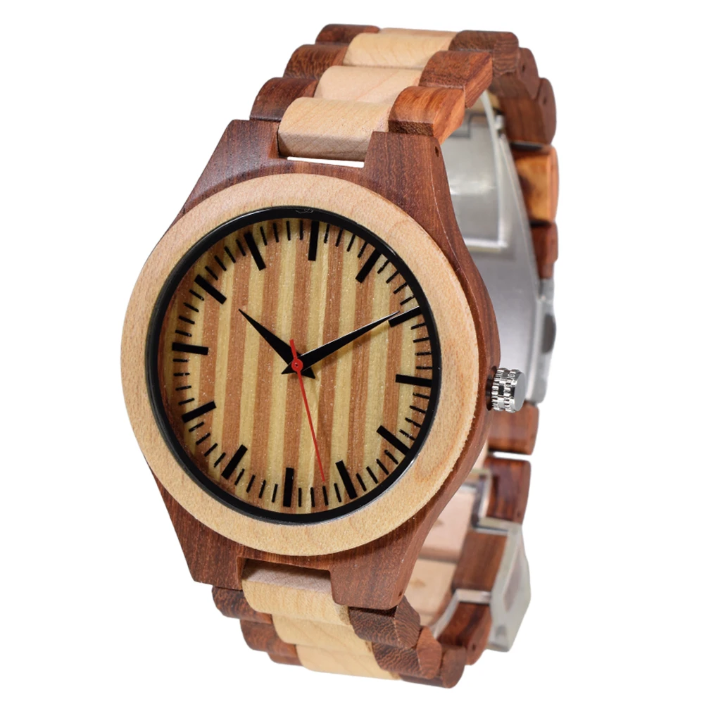 Classic Sandal Wood Trendy Fashion Quartz Watch for Men with Pure Natural Paper Box