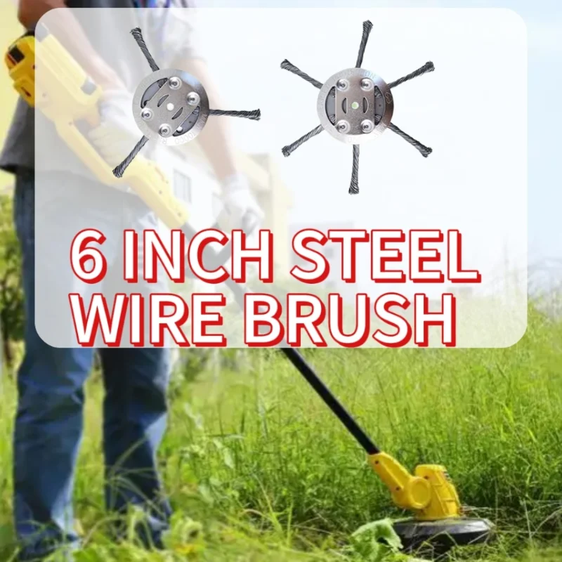 

6 Inch Steel Wire Brush Cutter Grass Trimmer Head Brush Removal Moss Rust Wheel Head For Lawn Mower Power Tool Accessories ﻿