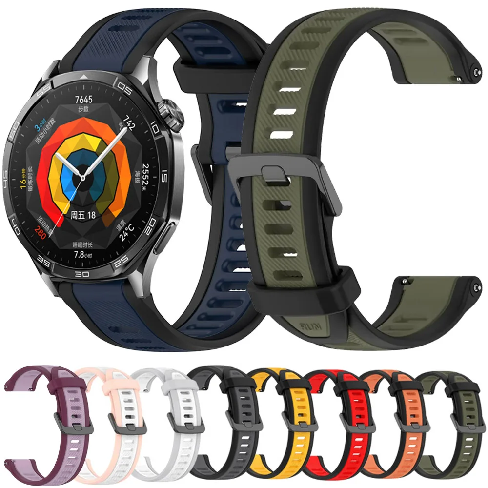 

22mm 20mm 18mm Silicone Strap for Huawei Watch GT4/GT5 46mm 41mm/GT3 4 Pro Sport Wristband for Huawei Watch GT5 Pro 46 42mm Band
