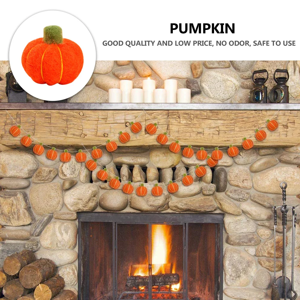 

6Pcs Felt Pumpkin Garland Wool Craft Balls Halloween Decoration Banner Nursery Wall Hanging Flags Welcome Banner