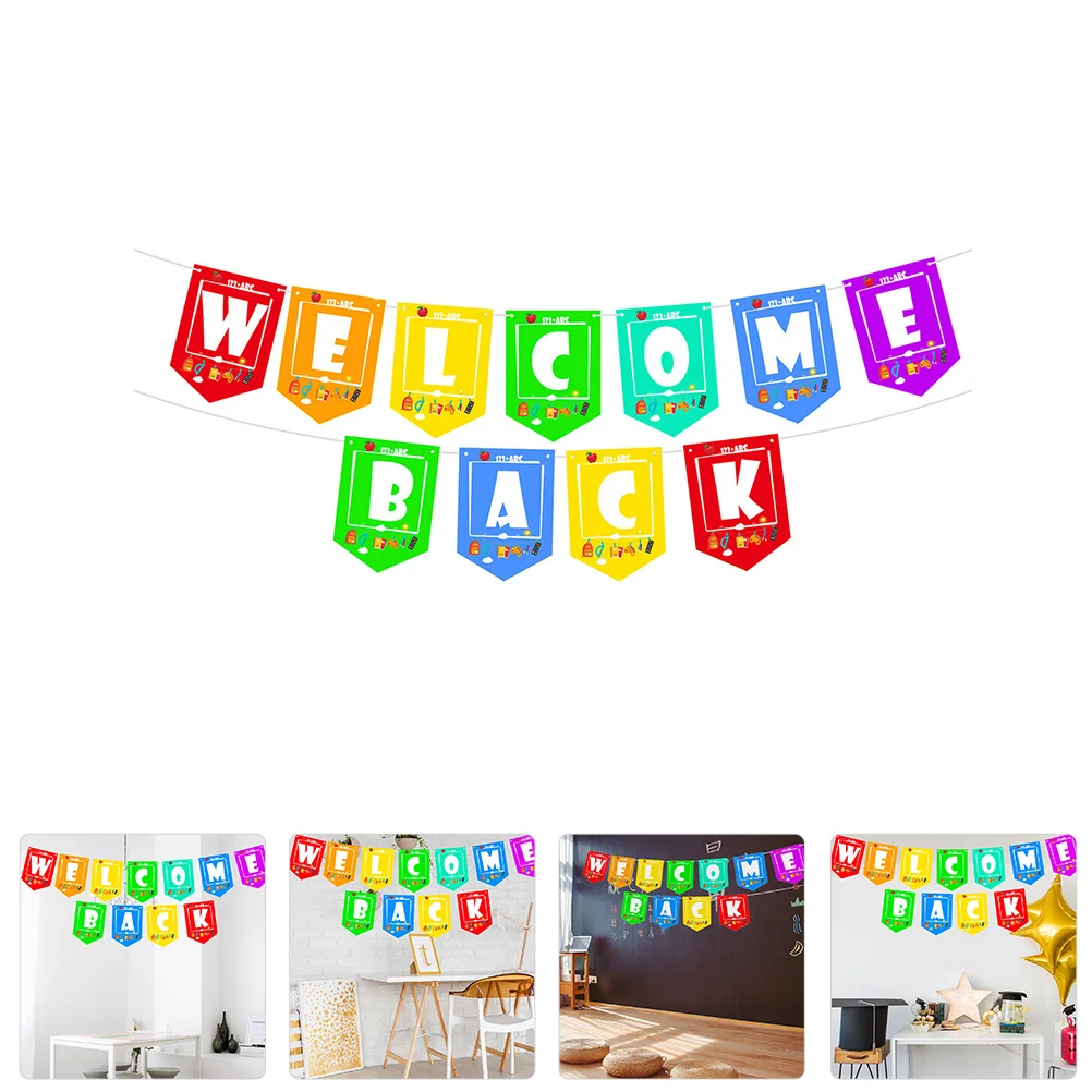 Classroom Wall Decor The Banner Welcome Back Pennant Hanging Decoration Campus Signs