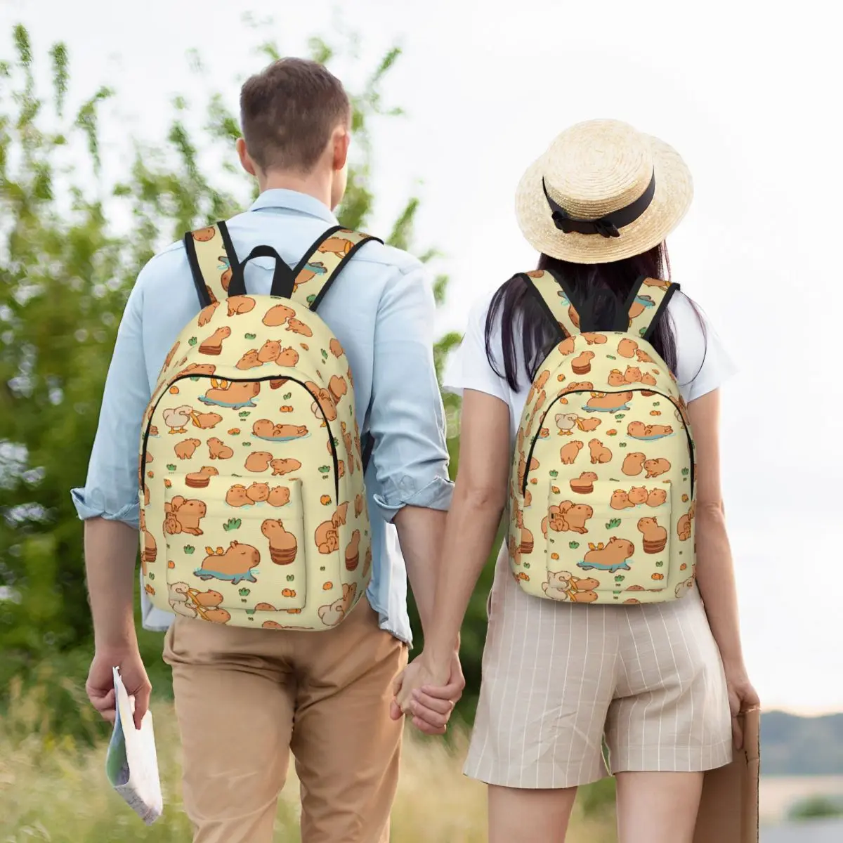 Mochila con diseño bonito de capibara, mochilas con patrón de niño, ropa de calle de poliéster, mochilas de escuela secundaria, mochila de Camping de alta calidad