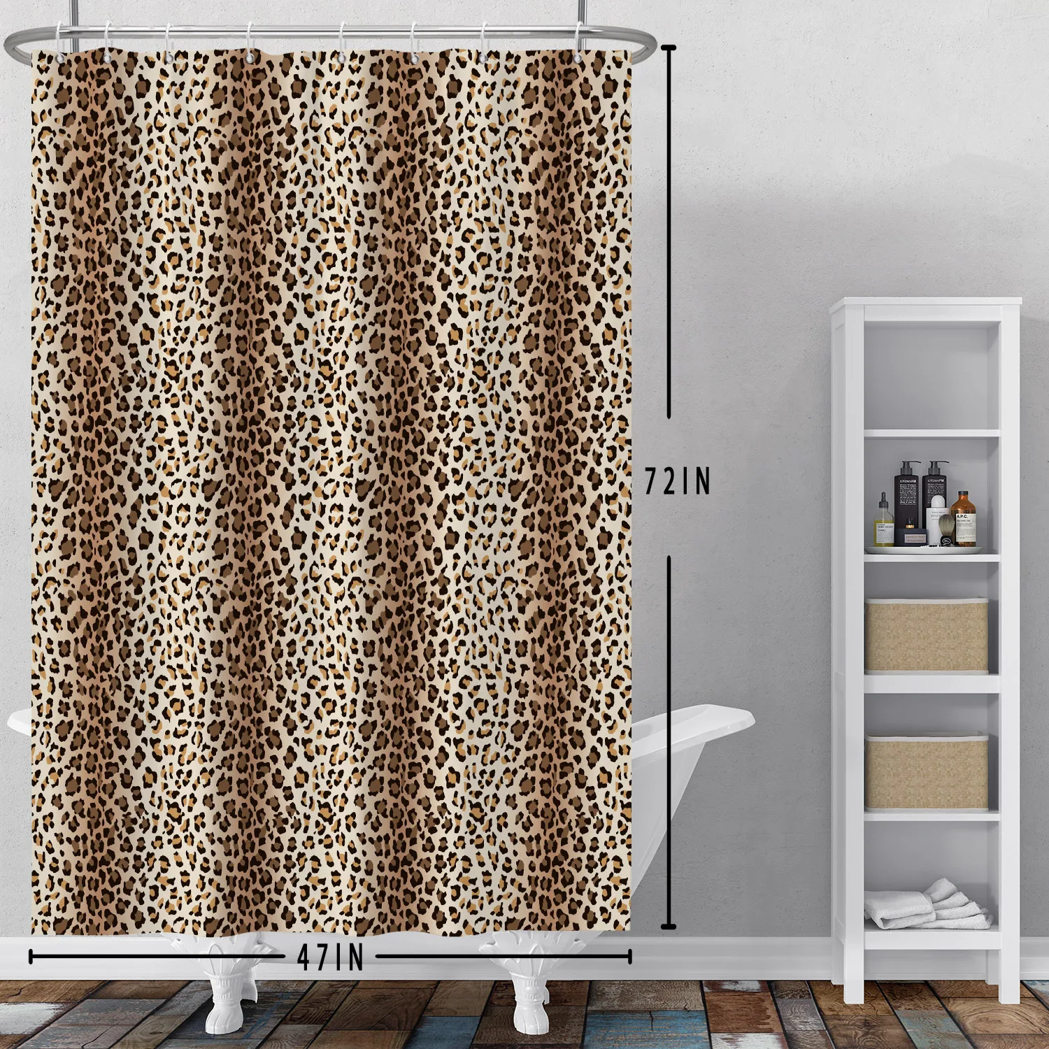 Leopard Pattern Shower Curtain Modern Home Decoration Waterproof Polyester Fiber Material Bathroom Hanging Curtain With Hooks