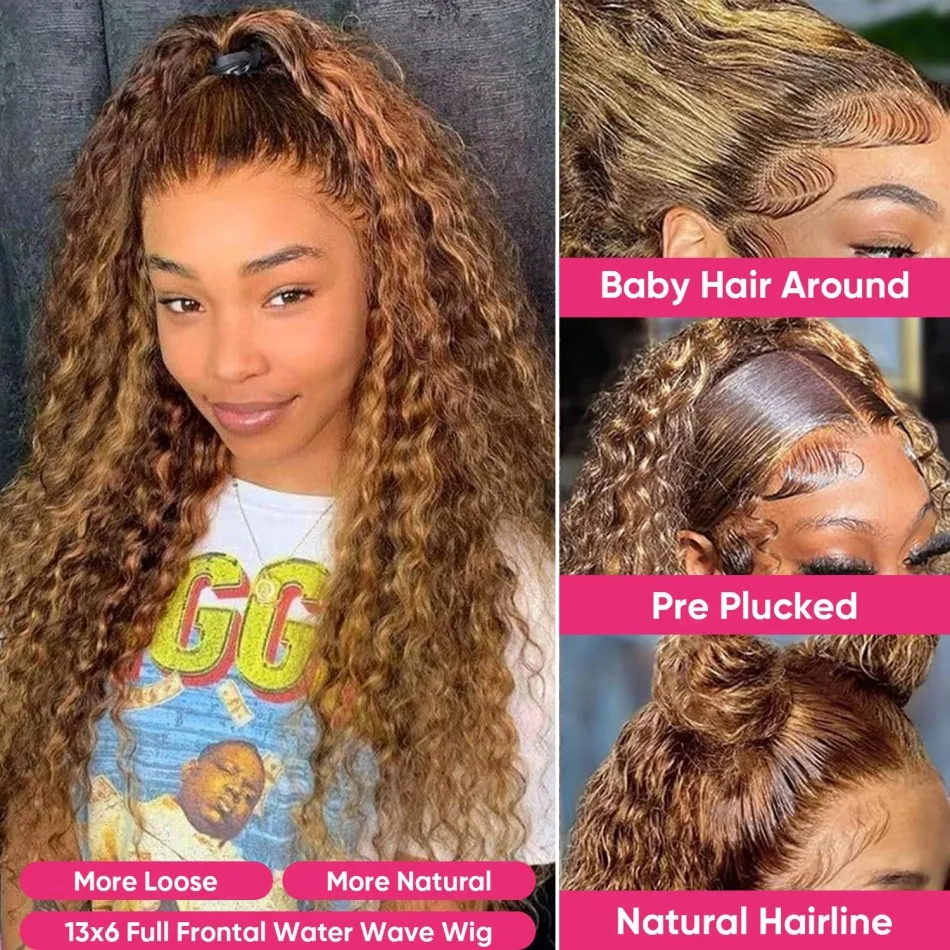 38 بوصة موجة عميقة خصلات الشعر المستعار الإنسان 427 تسليط الضوء على 13X6 Hd الدانتيل الباروكة الأمامية 100% شعر الإنسان 250 الكثافة قبل قطعها الشعر البرازيلي