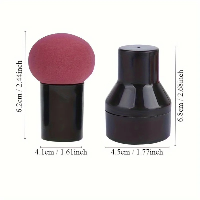 Esponja cosmética en forma de cabeza de hongo, 3 piezas, con mango, adecuada para crema líquida, esponja de hojaldre, huevo de belleza sin polvo, húmedo y
