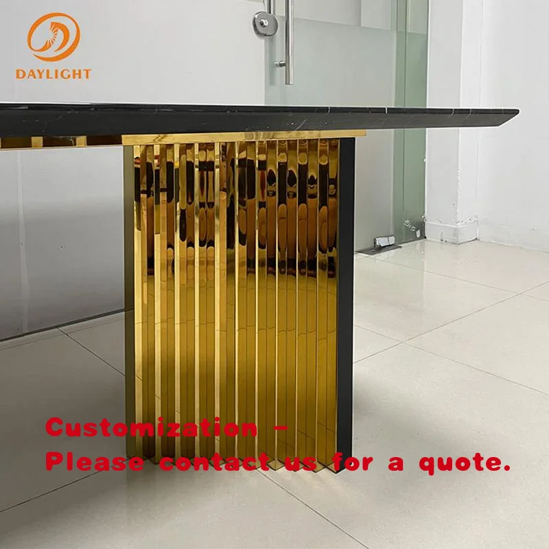 custom.Vintage 10 Seater Marble Top Stainless Steel Restaurant Home Hotel Nordic Style Dining Table