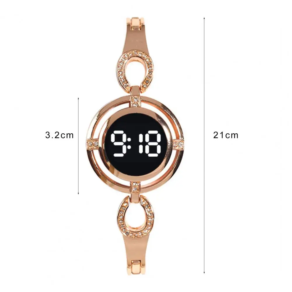 Montre-bracelet électronique pour femmes, cadran rond, veilleuse à LED, écran tactile, affichage précis de l'heure, résistant aux rayures, Surface lisse