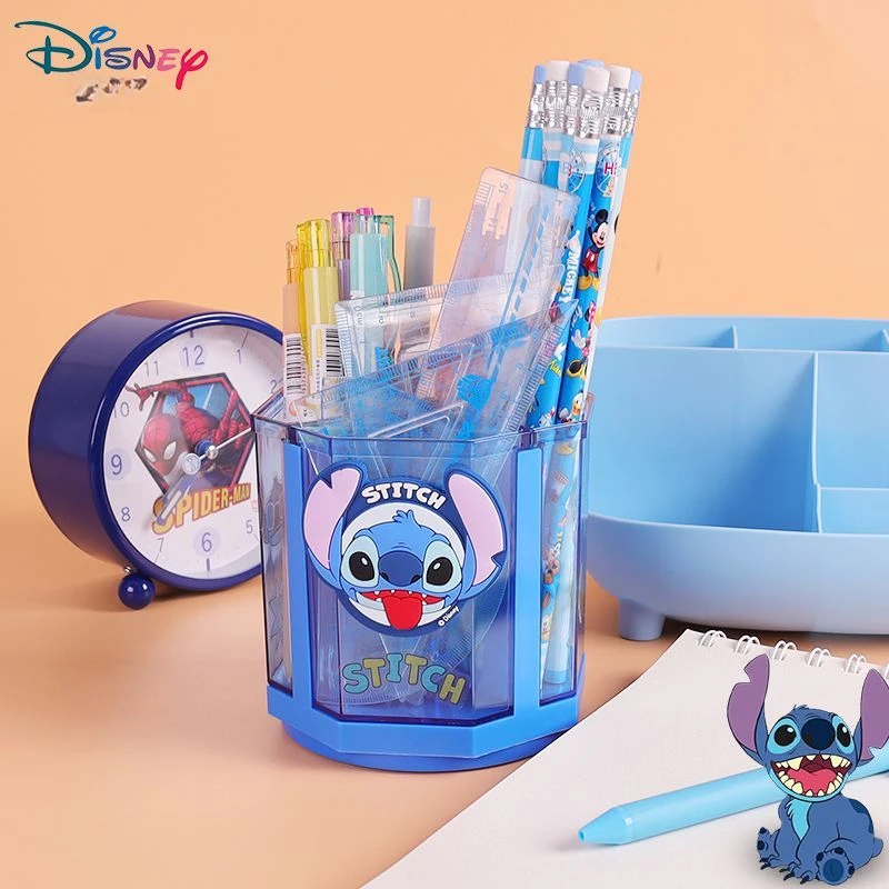 Disney Stitch Pen Holder Cartoon Stationery Storage Box Large Capacity Pen Holder Office Stationeries student desktop pen bucket