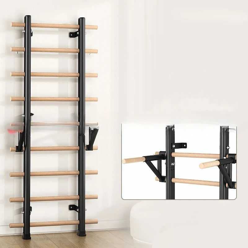 For  Fitness Rod Wall Mounted Wooden Swedish Ladder