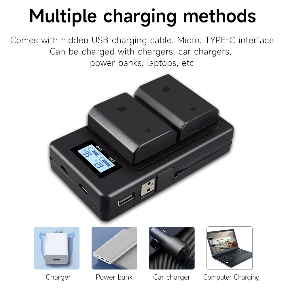 1-4pcs 2280mAh NP-FZ100 NPFZ100 NP FZ100 Battery + LCD Dual USB Charger for Sony A6600 a7m3 a7rm3 a7r3 a9 a9R a7R a7 a7c a7r4