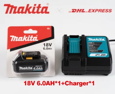 

Makita 18v 6.0Ah makita tools drill batteryCompatible with BL1815,BL1830,BL1850.Double-pack with LED charge indicator