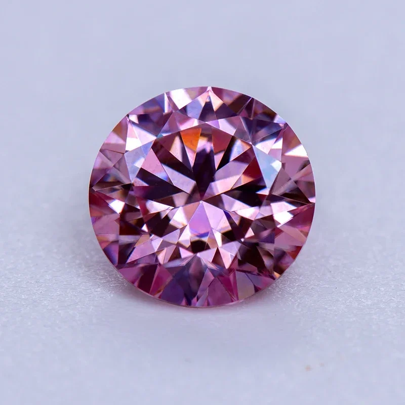 

Moissanite Stone Round Cut Sakura Pink Colour Lab Created Synthetic Gemstone Passed Diamond Tester Comes With GRA Certificate