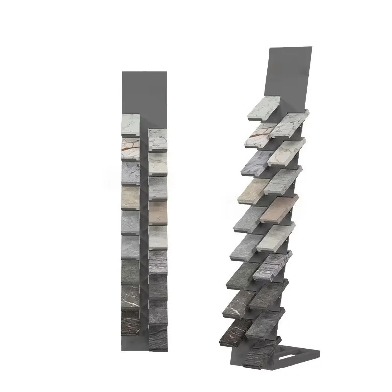 Eliteslabcraft 8-Tier LED Polished Slab Display Rack Modern Portable Advertising Exhibition Stand Eco-Friendly Metal Easy