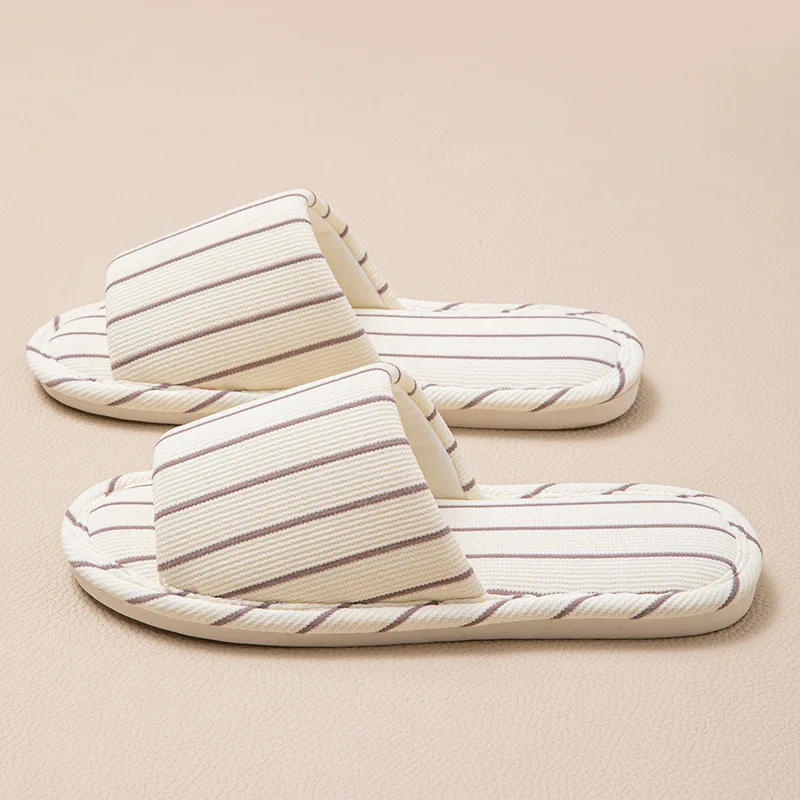 Stripe Platform Women Slippers Home Spring Summer Linen Flexible Shoes Girls Casual Indoor Slides Couple Soft Non-Slip Silent image 2