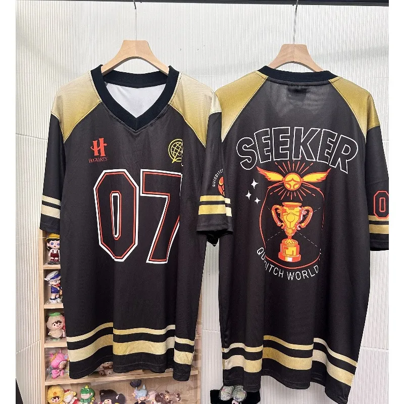 

Быстросохнущая спортивная одежда Гарри Поттера, свободный тренировочный костюм, дышащая и удобная футболка с v-образным вырезом и короткими рукавами