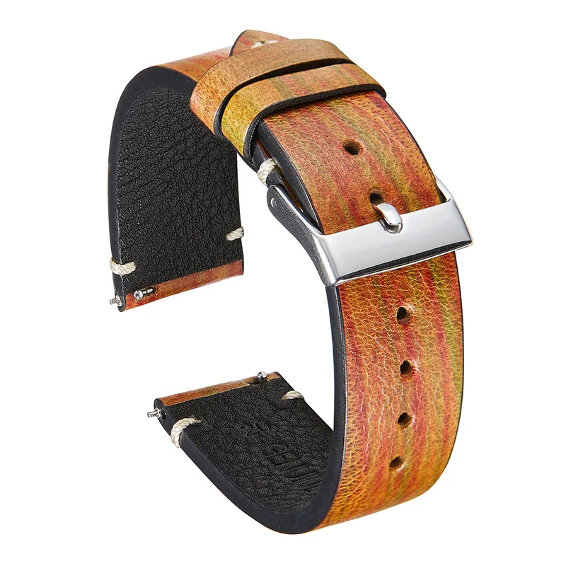 UTHAI G31 Vintage Watch Strap Quick Release 18mm 20mm 22mm Watchband Wood Texture For Samsung For Huawei Wrist Strap