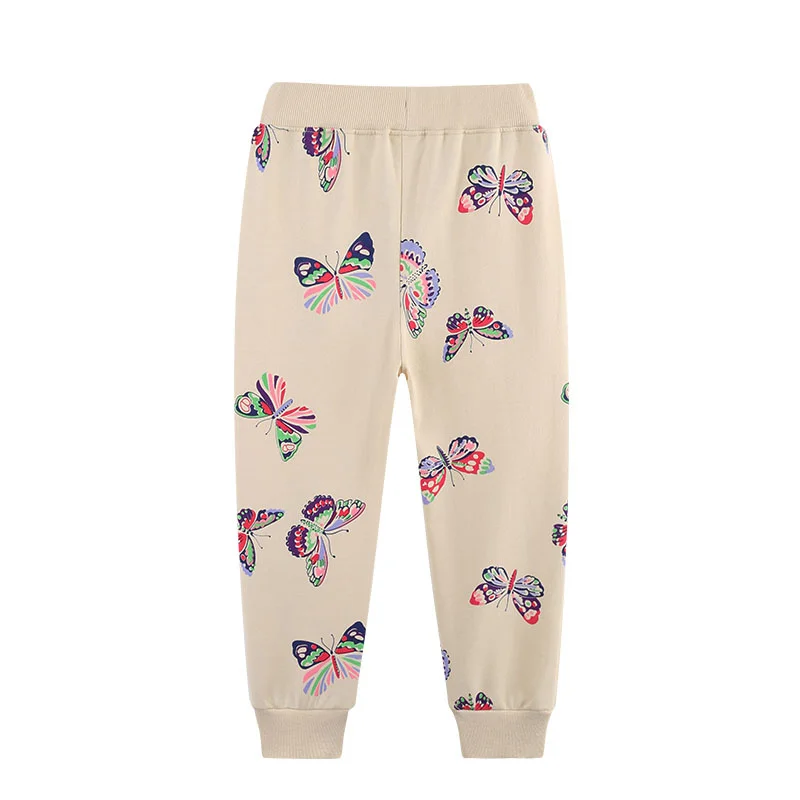 Butterflies Printed Girls Sweatpants Autumn Spring Children's Trousers Fashion Long Pants Kids Clothing Full Length Pants