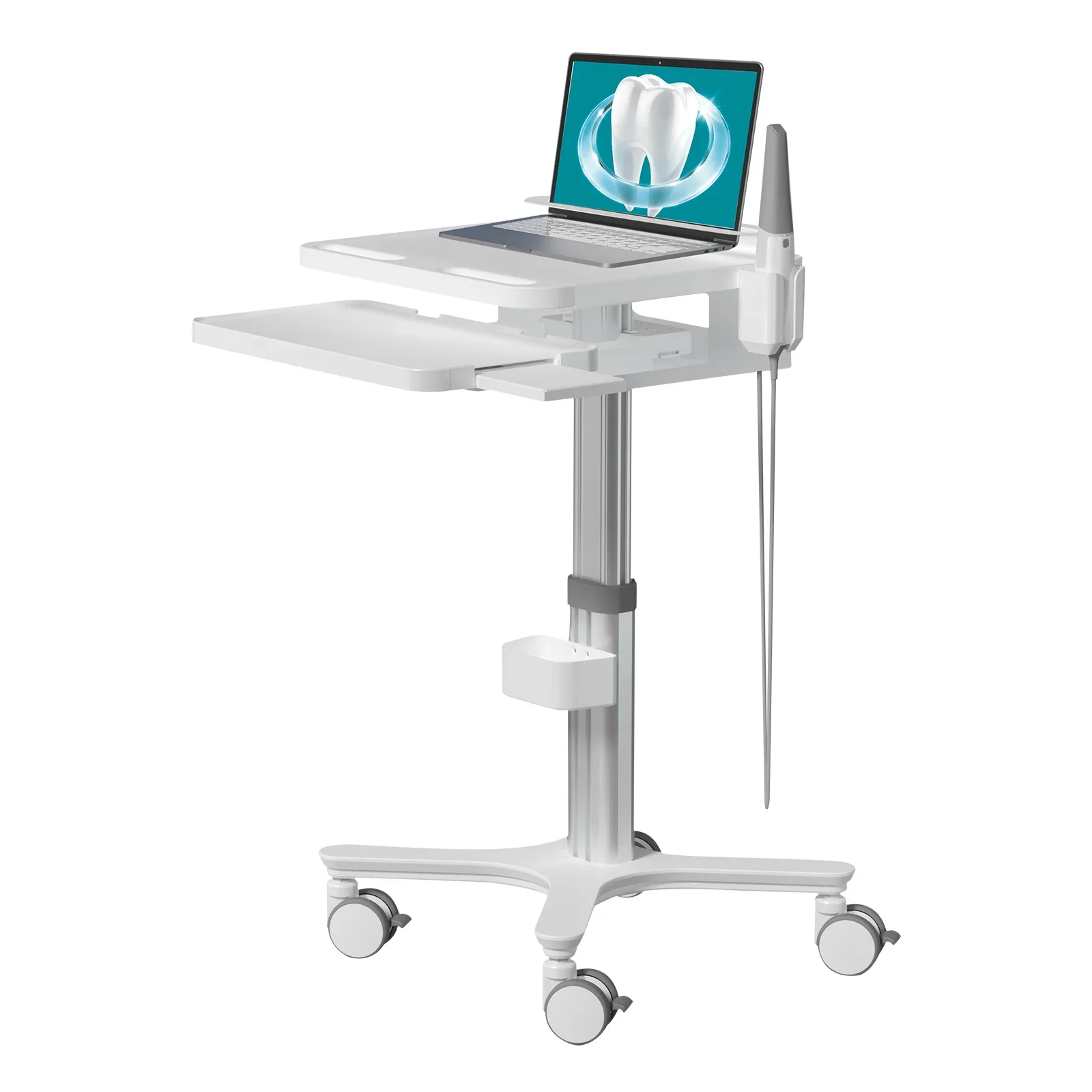 Luxurious Design Height Adjustable Dental Trolley Hospital Clinic Mobile Nursing Cart Medical Trolley for Laptop with The Socket