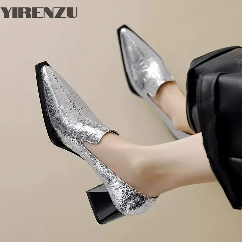 Sapatos Femininas Women Light Weight European Stylish Elegant Black Square Heel Shoes Lady Casual Office Party Shoes