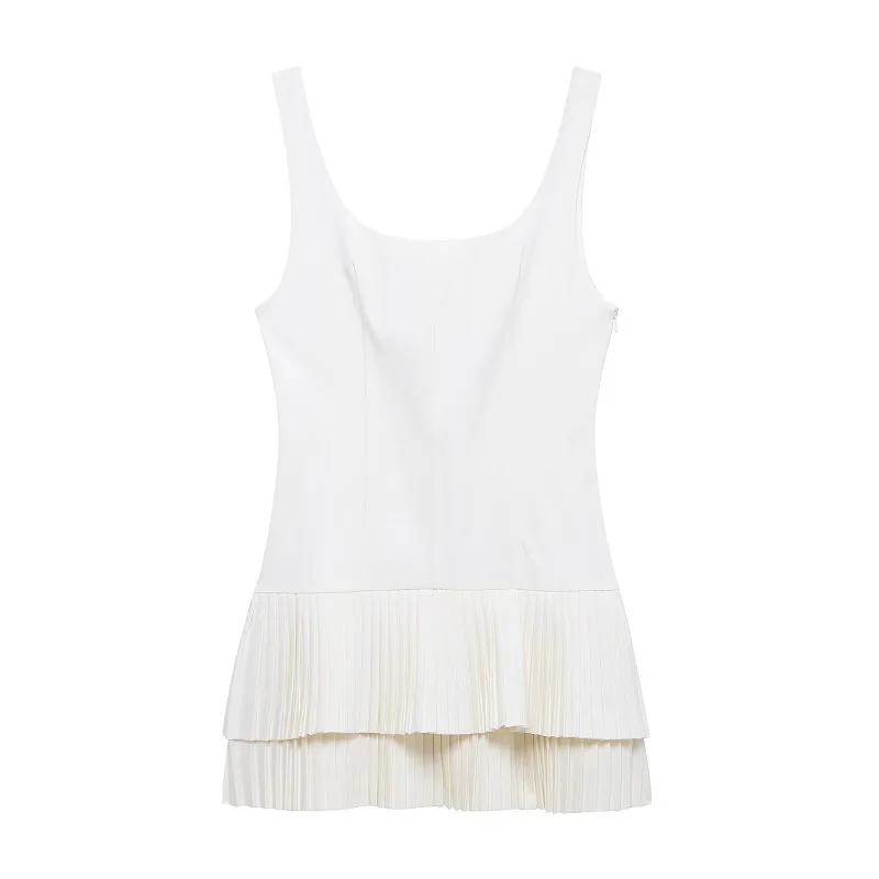 MUJER 2025 Pleated Mini Dress Women Jumpsuit Backless Short Dresses for Women Straps Playsuit Dress Woman Party Women's Dress image 6