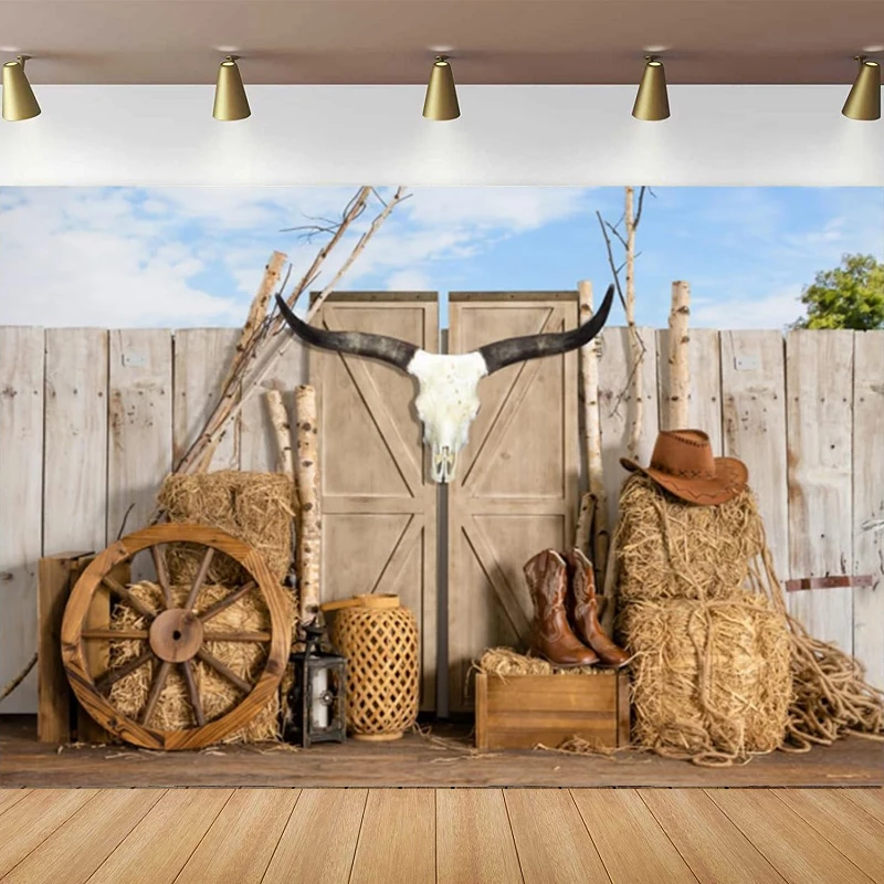 Western Cowboy Photography Backdrop For Photoshoot Rodeo Background Wild West Birthday Party Decoration Bannner Poster