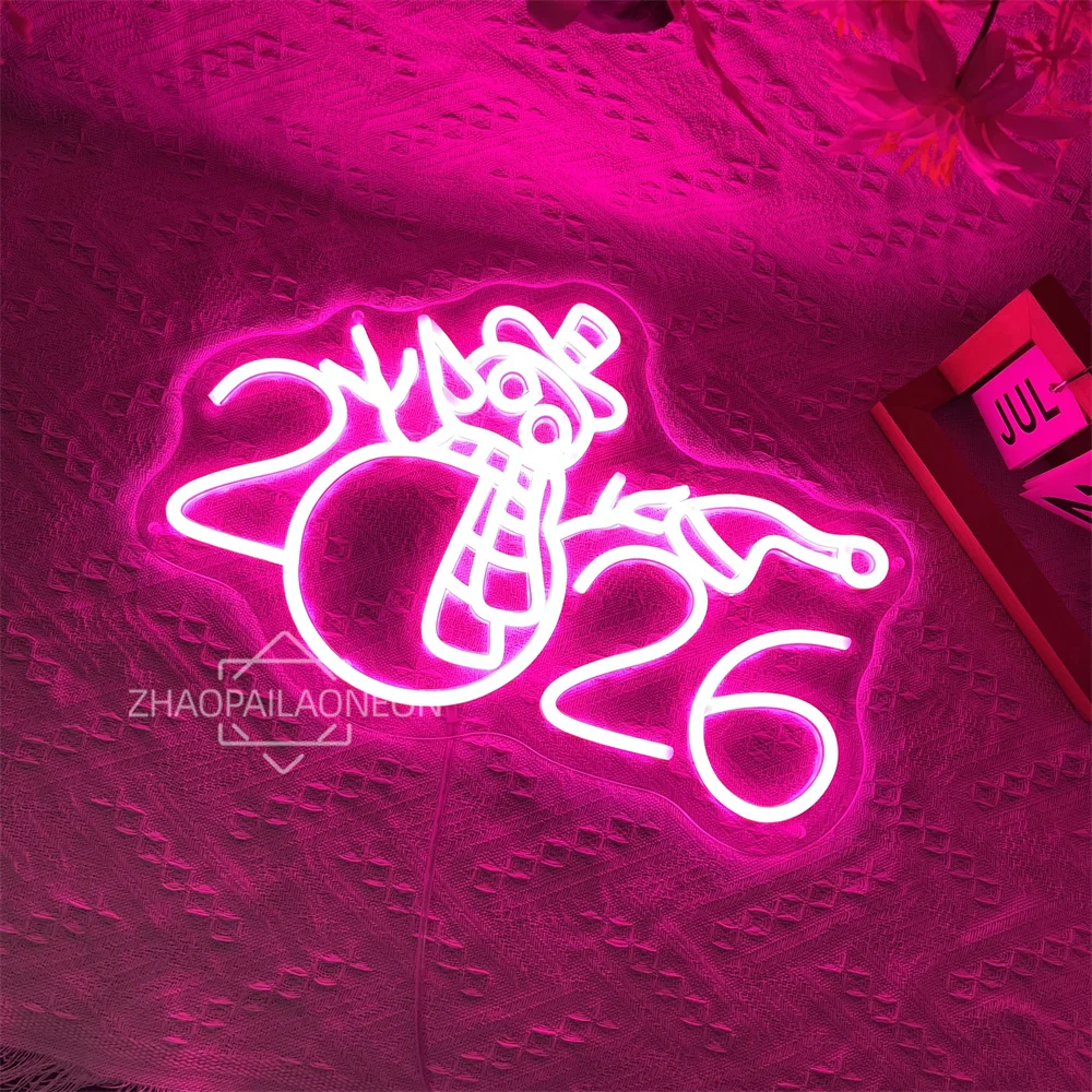 سنة جديدة سعيدة علامات النيون ثلج الرموز لغرفة المنزل متجر النوادي ديكور 2026 حفلات السنة الجديدة ضوء النيون تخصيص الهدايا #6