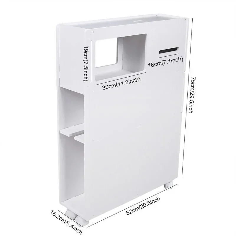 Minimalist Design Slim Bathroom Storage Organizer Drawer Free Standing Floor Side  White Living Room Cabinets Furniture