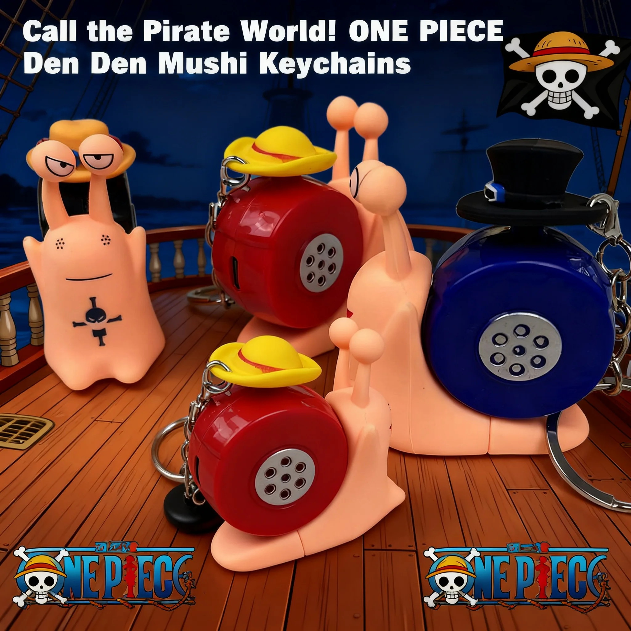 Anime One Piece Den Den Mushi Model Toys Cartoon Luffy Sabo Ace Snail Shaped Phone Recording Sound Toys for Kids Children