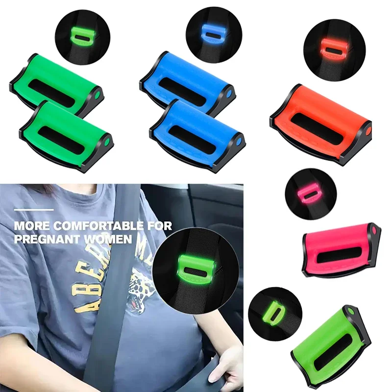 

1Pair Universal Car Seat Belts Clips Safety Fluorescence Adjustable Seatbelt Stopper Adjuster Relax Shoulder Neck Car Strap Clip