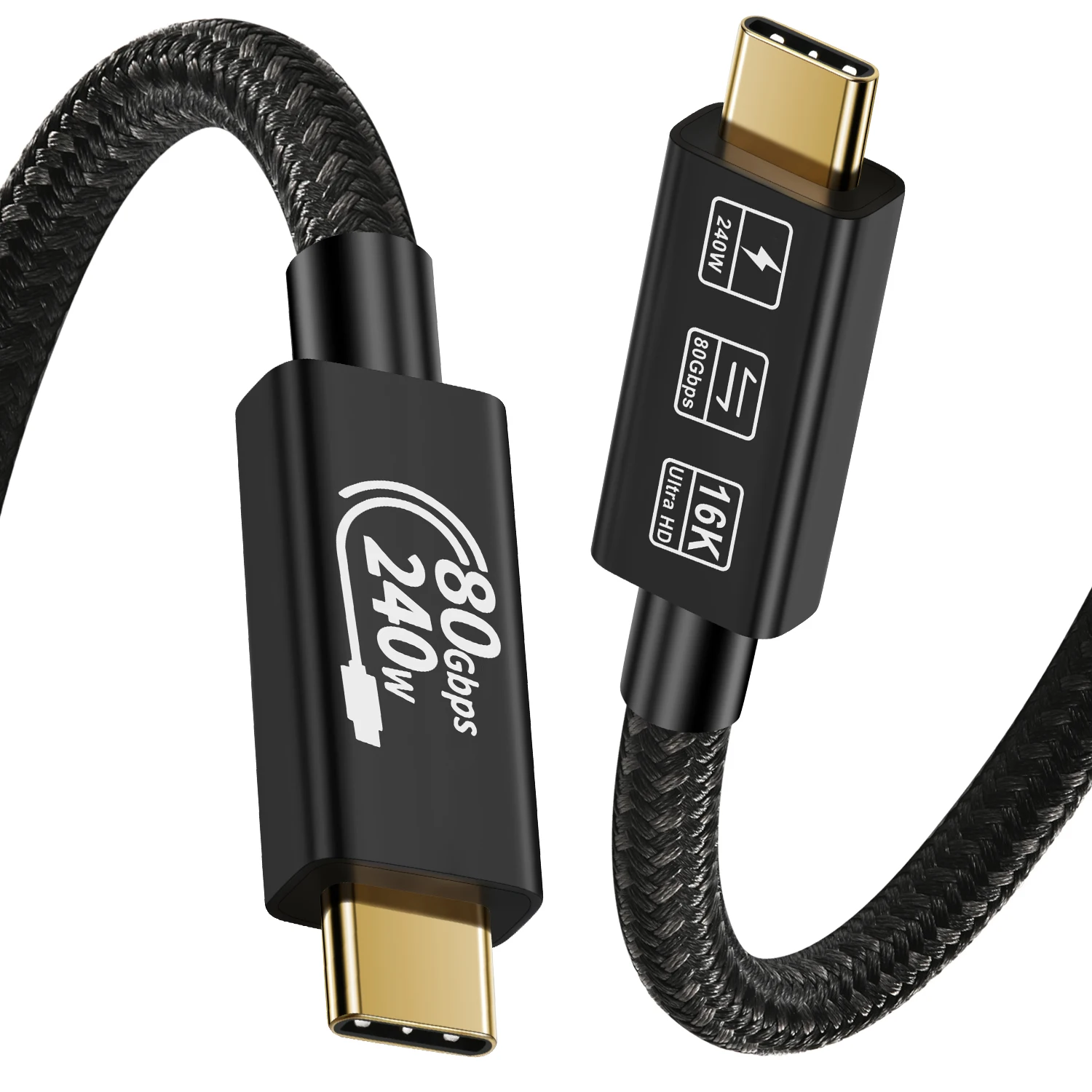 CABLEDECONN 80Gbps Thunderbolt 5 Cable with up to 120Gbps Bandwidth Amplification and 240W Charging Power