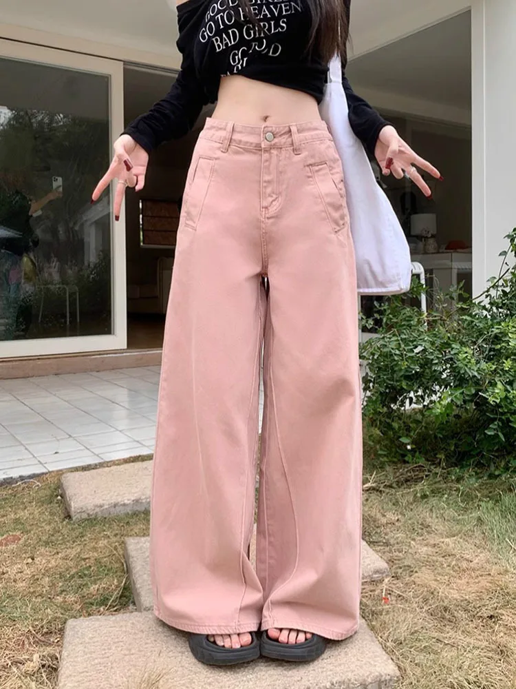 

American Vintage High Waist Y2K Wide Leg Jeans Women Casual 2000s Light Pants Baggy Grunge High Street Washed Denim Trouser