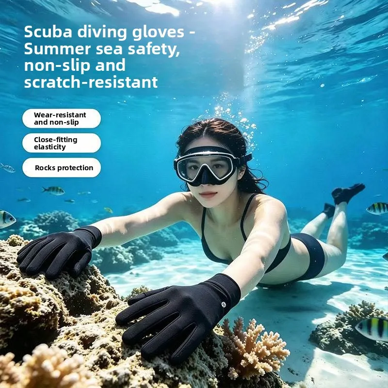 Women's Long Dive Gloves Thin Surfing Equipment Floating Scuba Diving Gloves Half Finger Swimming Gear Lightweight Water Equi...