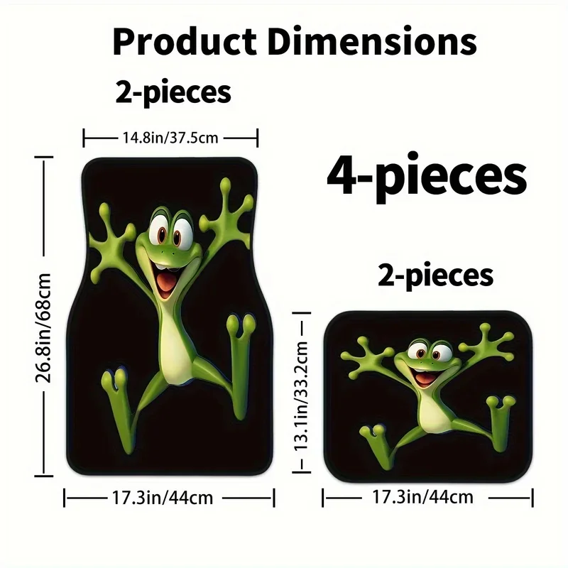 4pcs Set Of High-end Frog Cartoon Character Printed Car Floor Mats - Easy To Wash And Clean, Suitable As Decorative And Protecti