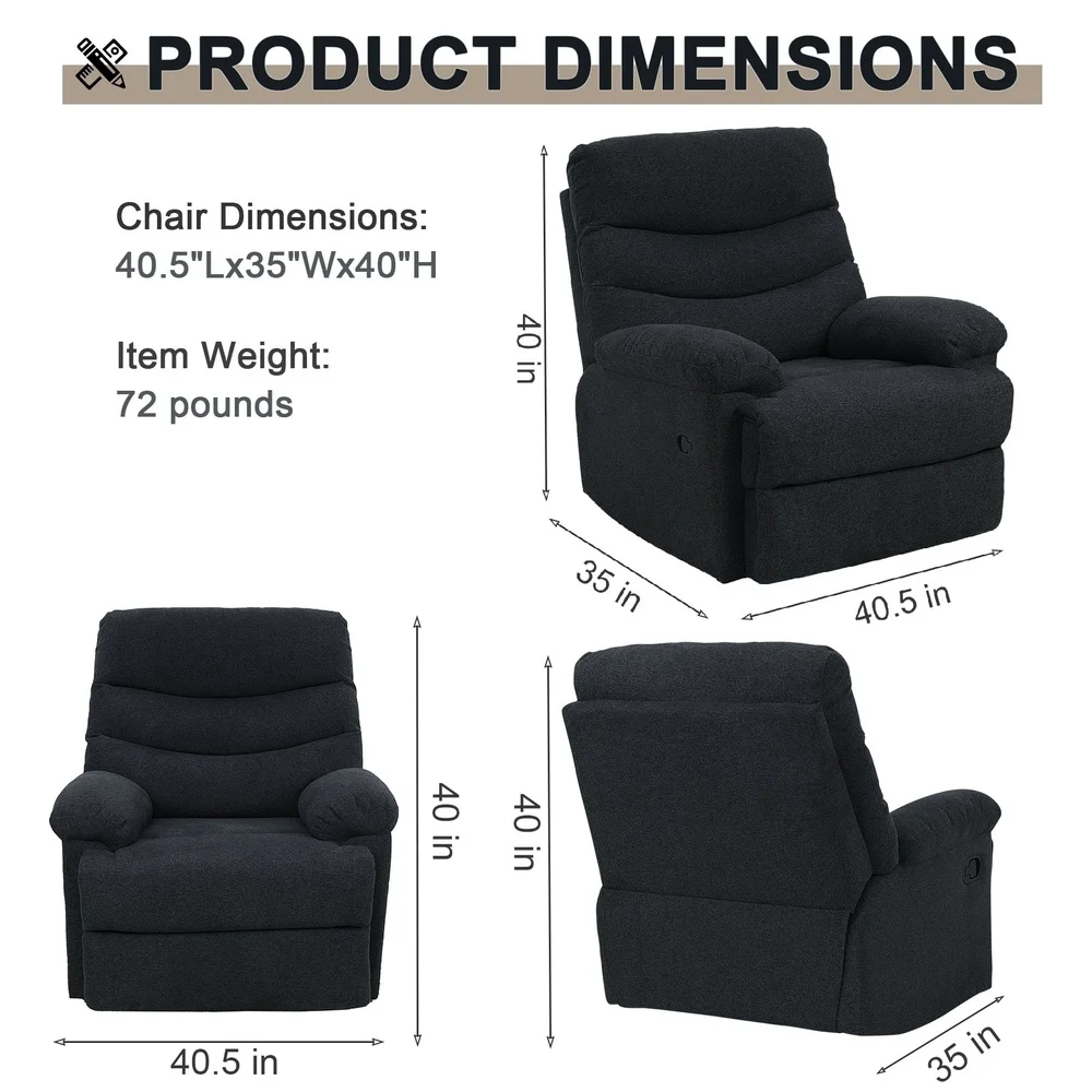 Kursi Malas Kain Berlapis Manual Pijakan Kaki Dapat Disesuaikan Ruang Tamu Kamar Tidur Lounge Nyaman Mendukung Relaksasi Lansia