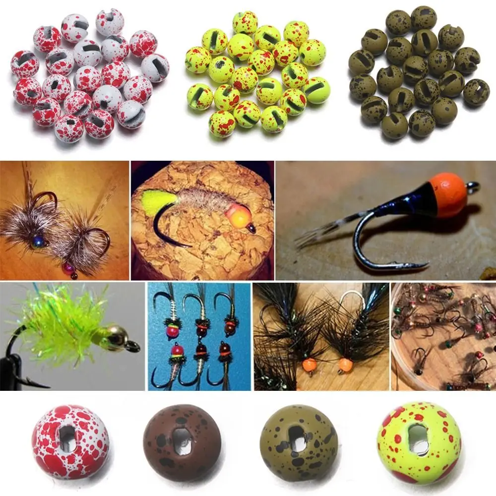 Metallic Slotted Tungsten Beads com Dot Eyes, Fly Fishing, Ice Jig, cabeça do grânulo, amarrando o material, 2.5-4.0mm, 20pcs