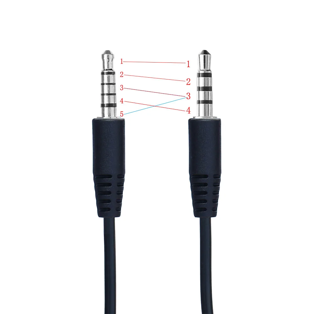 5 Pole to 4 Pole 3.5mm Jack Male To Male  Audio Cable 1M