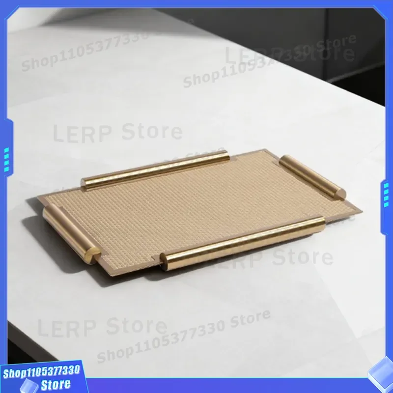 Modern Creative Metal Leather Tray for Living Room Decor Simple Storage Plate Model Room Art Soft Decoration Ornament Display
