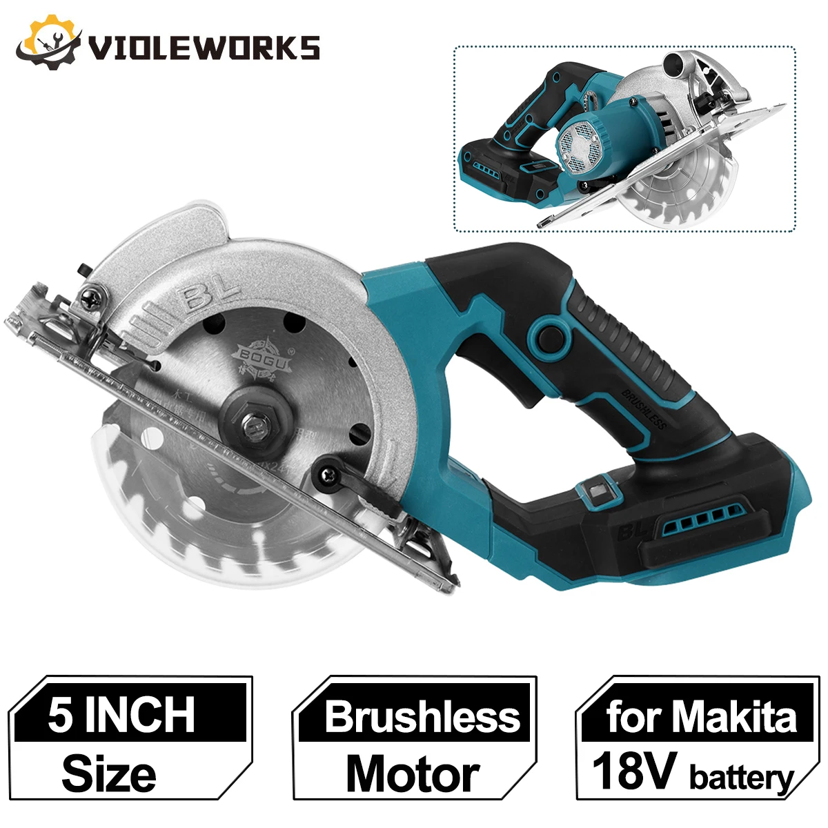 

Cordless Brushless Electric Circular Saw Multi-Angle Cutting Handheld 1000W 10800r/min Power Tool For Makita 18v Battery