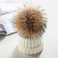 Winter hat female Korean knitting wool large children's parent-child tide raccoon fur fur ball cap in autumn and winter