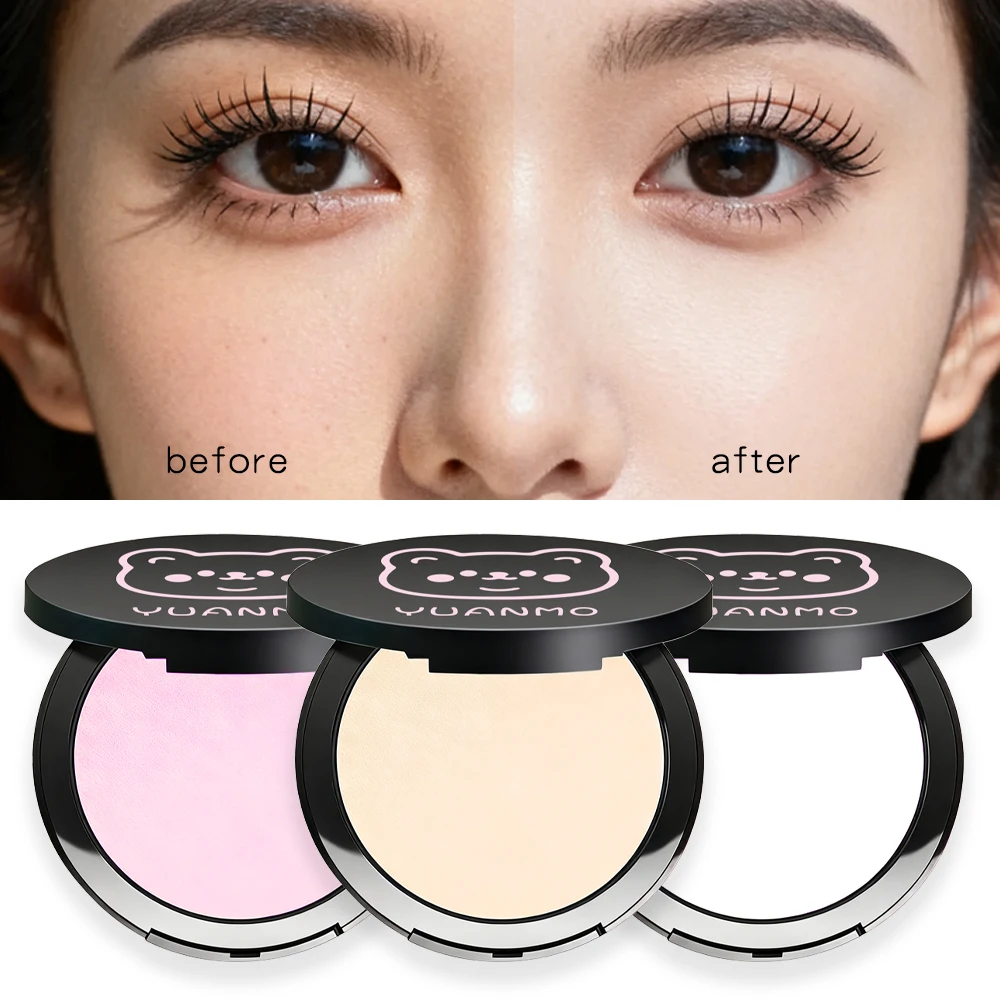 Transparent White Pressed Powder Oil Control Brighten Matte Whitening Face Base Foundation Compact Concealer Makeup Cosmetics