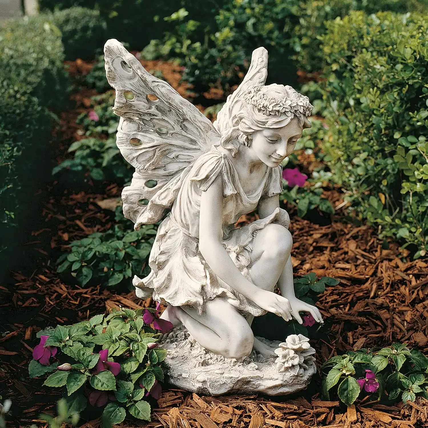 Fiona The Flower Fairy Garden Statue, 17 Inch, Antique Stone